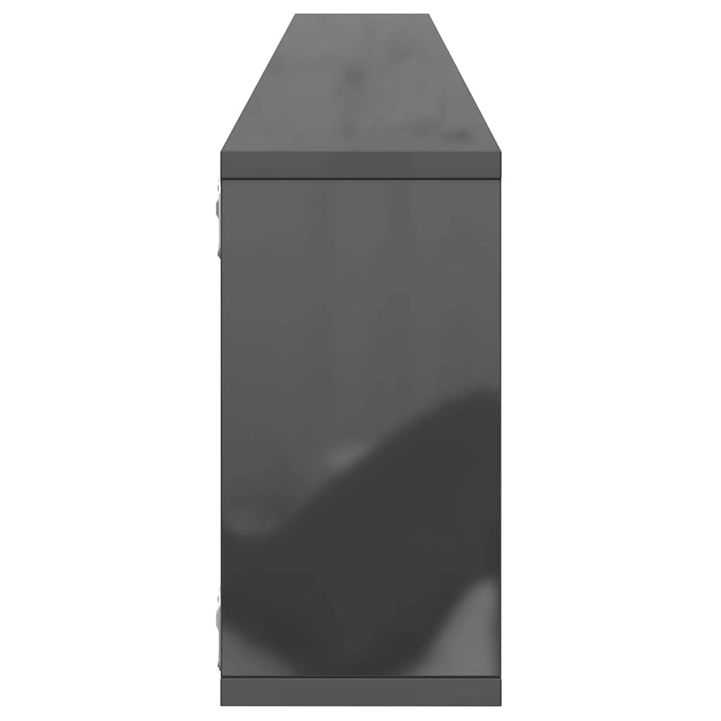 vidaXL Étagères cubes 4 pcs Gris brillant 100x15x30 cm Bois d'ingénierie