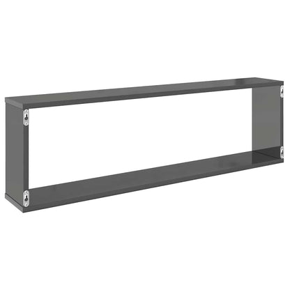 vidaXL Étagères cubes 4 pcs Gris brillant 100x15x30 cm Bois d'ingénierie