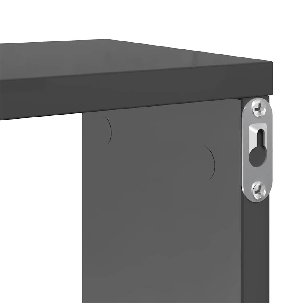 vidaXL Étagères cubes 4 pcs Gris brillant 100x15x30 cm Bois d'ingénierie