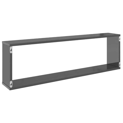 vidaXL Étagères cubes 6 pcs Gris brillant 100x15x30 cm Bois d'ingénierie