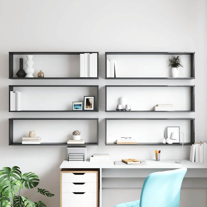 vidaXL Étagères cubes 6 pcs Gris brillant 100x15x30 cm Bois d'ingénierie