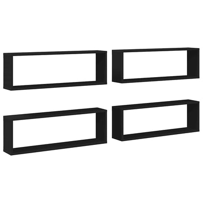 vidaXL Étagères cubes 4 pcs Noir 80x15x26,5 cm Bois d'ingénierie