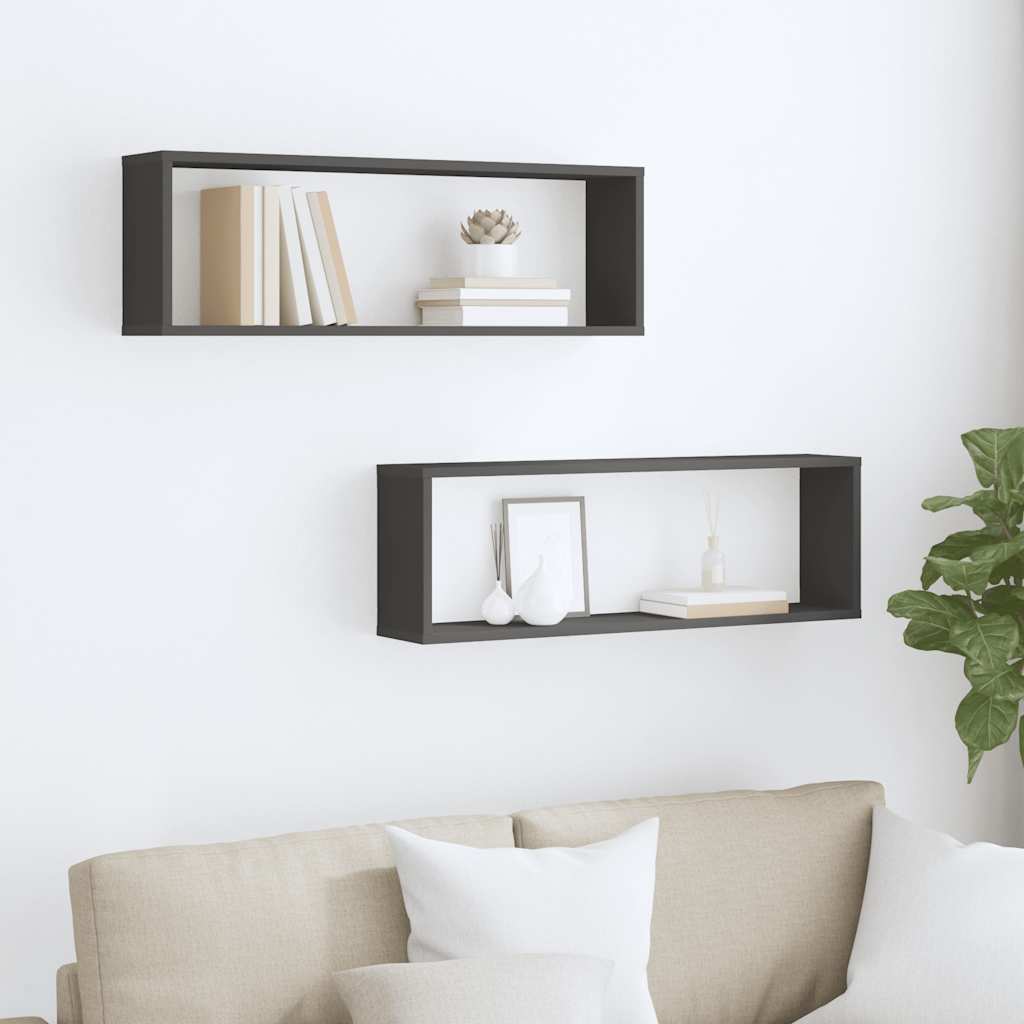 vidaXL Étagères cubes 2 pcs Gris 80x15x26,5 cm Bois d'ingénierie