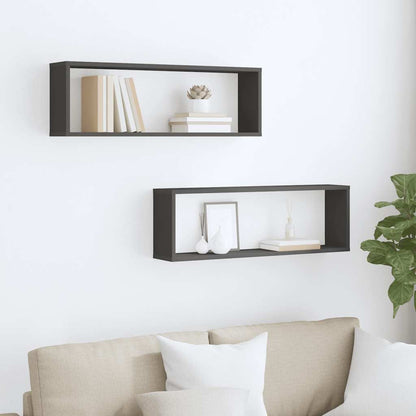 vidaXL Étagères cubes 2 pcs Gris 80x15x26,5 cm Bois d'ingénierie