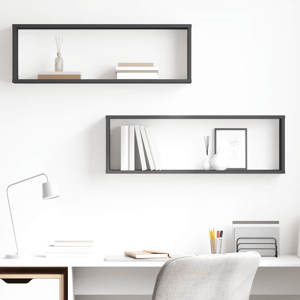 vidaXL Étagères cubes 2 pcs Gris 80x15x26,5 cm Bois d'ingénierie