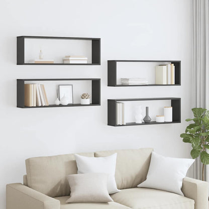 vidaXL Étagères cubes 4 pcs Gris 80x15x26,5 cm Bois d'ingénierie