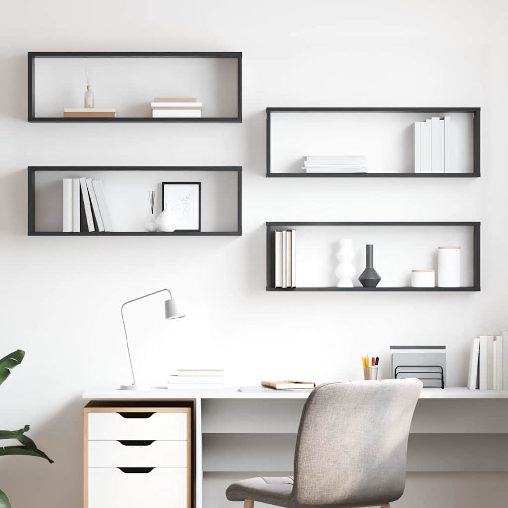 vidaXL Étagères cubes 4 pcs Gris 80x15x26,5 cm Bois d'ingénierie