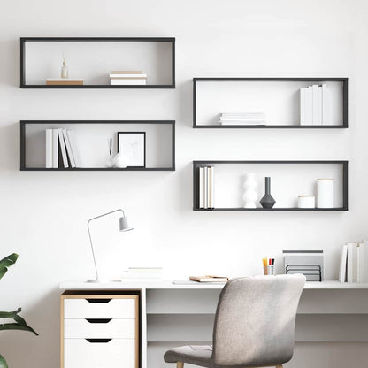 vidaXL Étagères cubes 4 pcs Gris 80x15x26,5 cm Bois d'ingénierie