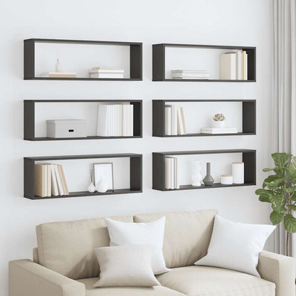 vidaXL Étagères cubes 6 pcs Gris 80x15x26,5 cm Bois d'ingénierie