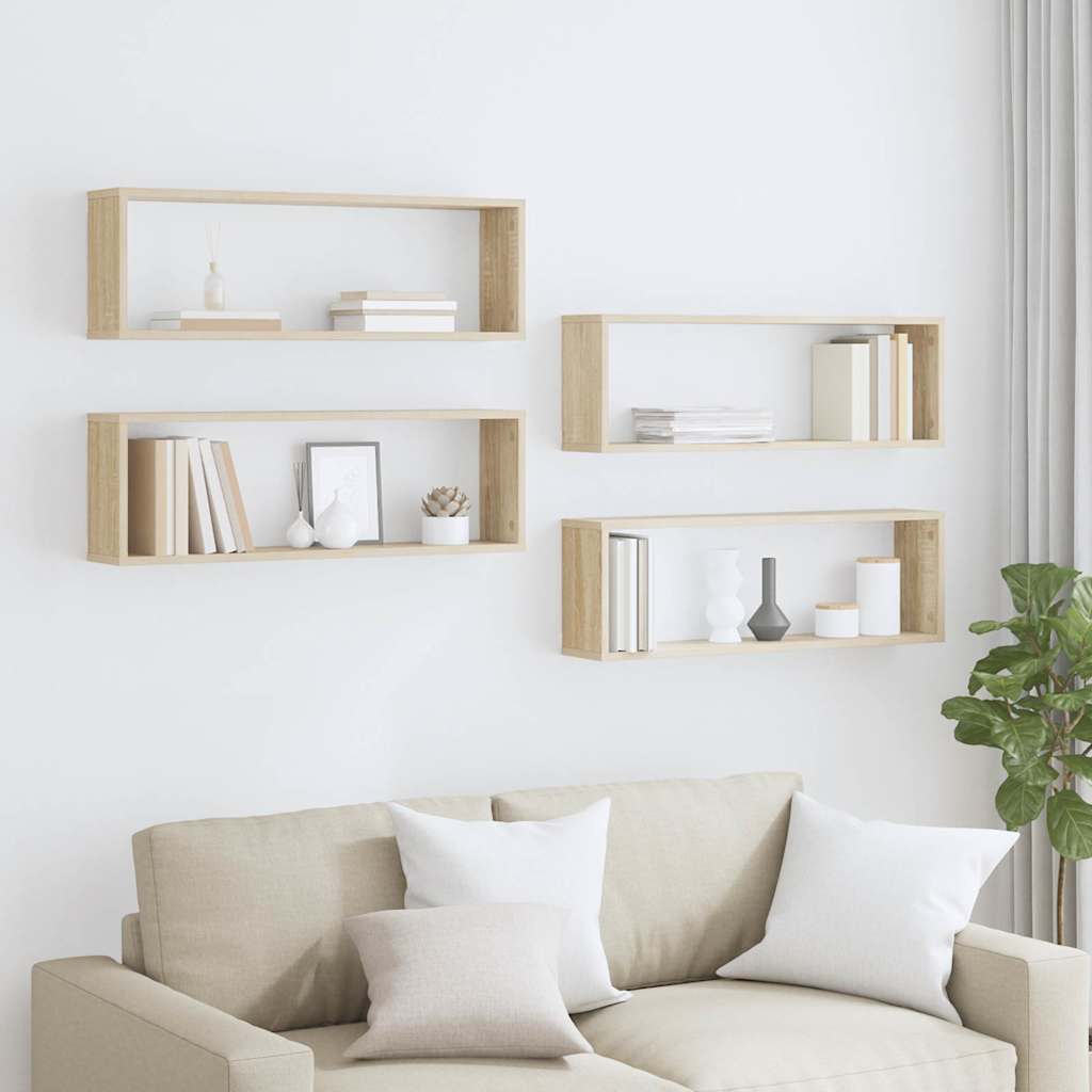 vidaXL Étagères cubes 4 pcs Chêne Sonoma 80x15x26,5 cm Bois d'ingénierie