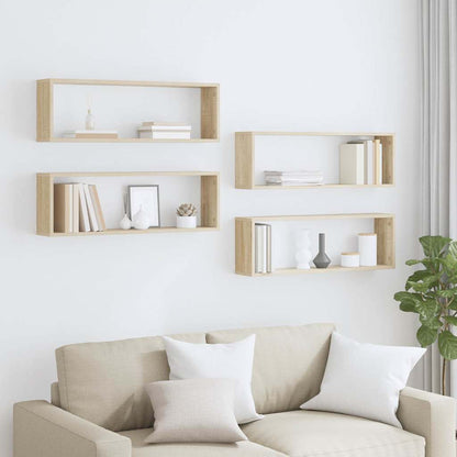 vidaXL Étagères cubes 4 pcs Chêne Sonoma 80x15x26,5 cm Bois d'ingénierie