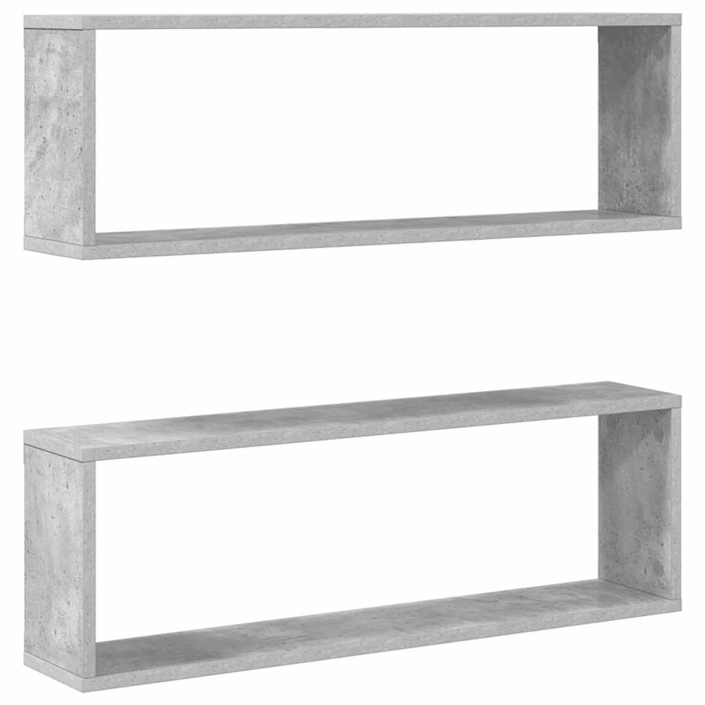 vidaXL Étagères cubes 2 pcs. gris béton 80x15x26,5 cm bois d'ingénierie