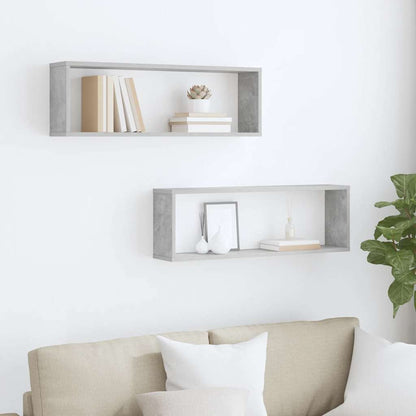 vidaXL Étagères cubes 2 pcs. gris béton 80x15x26,5 cm bois d'ingénierie