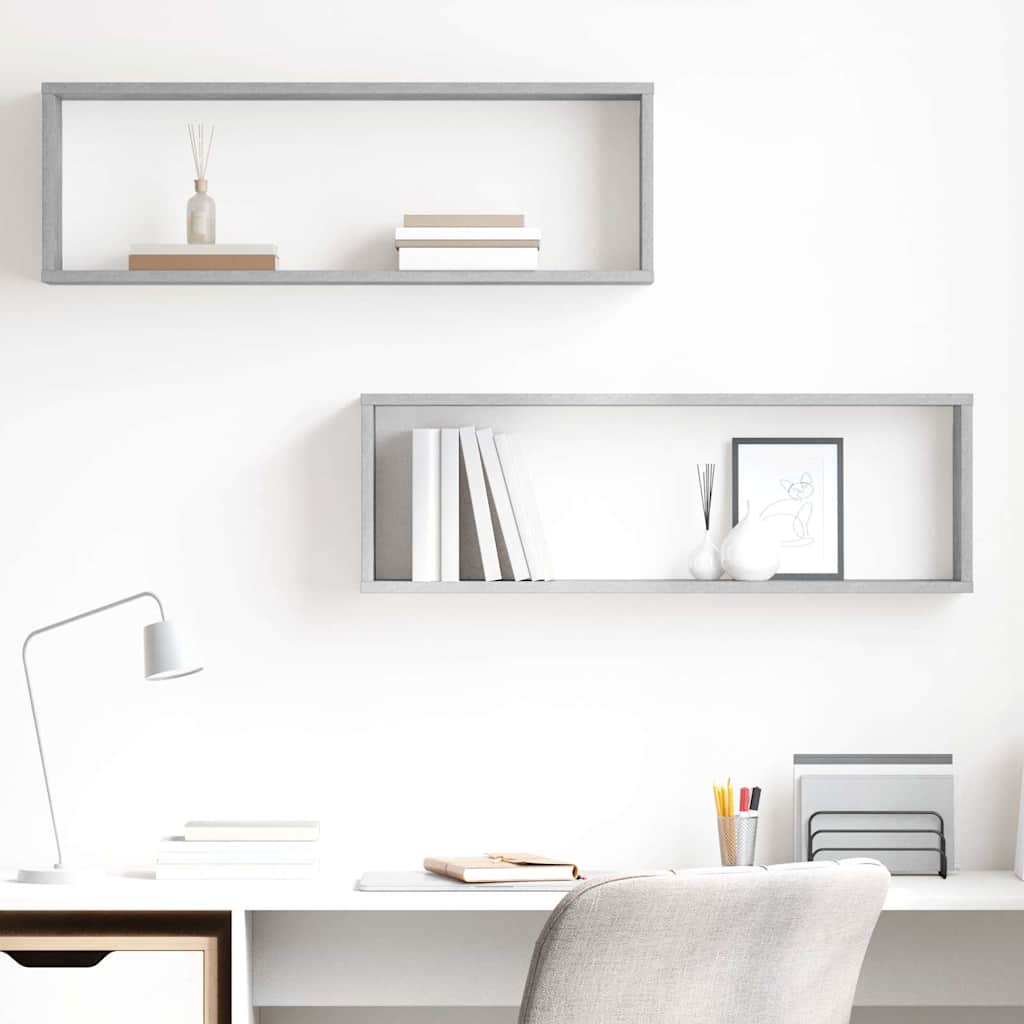 vidaXL Étagères cubes 2 pcs. gris béton 80x15x26,5 cm bois d'ingénierie