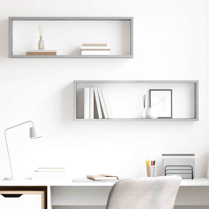 vidaXL Étagères cubes 2 pcs. gris béton 80x15x26,5 cm bois d'ingénierie