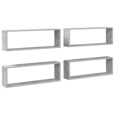 vidaXL Étagères murales cubes 4 pcs Gris béton 80x15x26,5 cm Bois d'ingénierie
