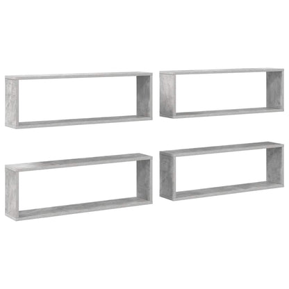 vidaXL Étagères murales cubes 4 pcs Gris béton 80x15x26,5 cm Bois d'ingénierie
