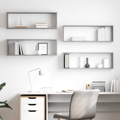 vidaXL Étagères murales cubes 4 pcs Gris béton 80x15x26,5 cm Bois d'ingénierie