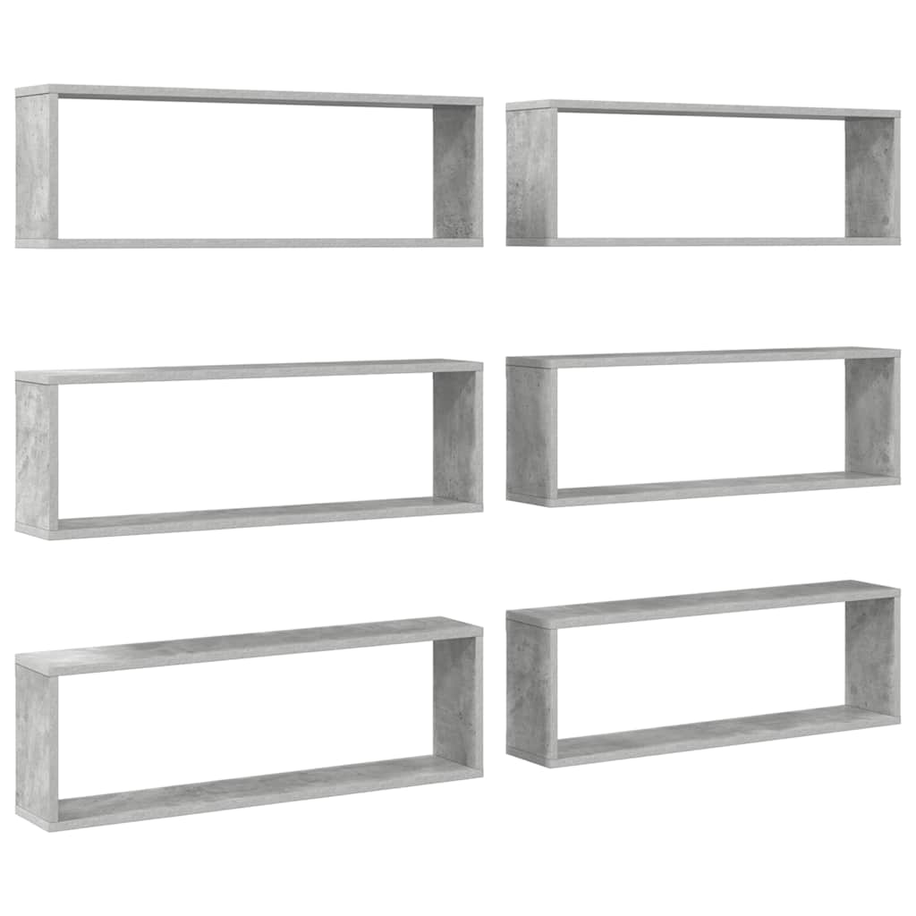 vidaXL Étagères cubes 6 pcs Gris béton 80x15x26,5 cm Bois d'ingénierie