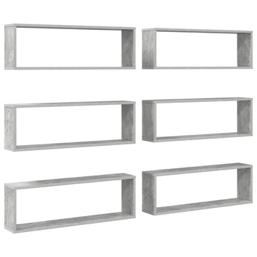 vidaXL Étagères cubes 6 pcs Gris béton 80x15x26,5 cm Bois d'ingénierie