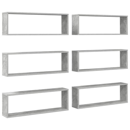 vidaXL Étagères cubes 6 pcs Gris béton 80x15x26,5 cm Bois d'ingénierie