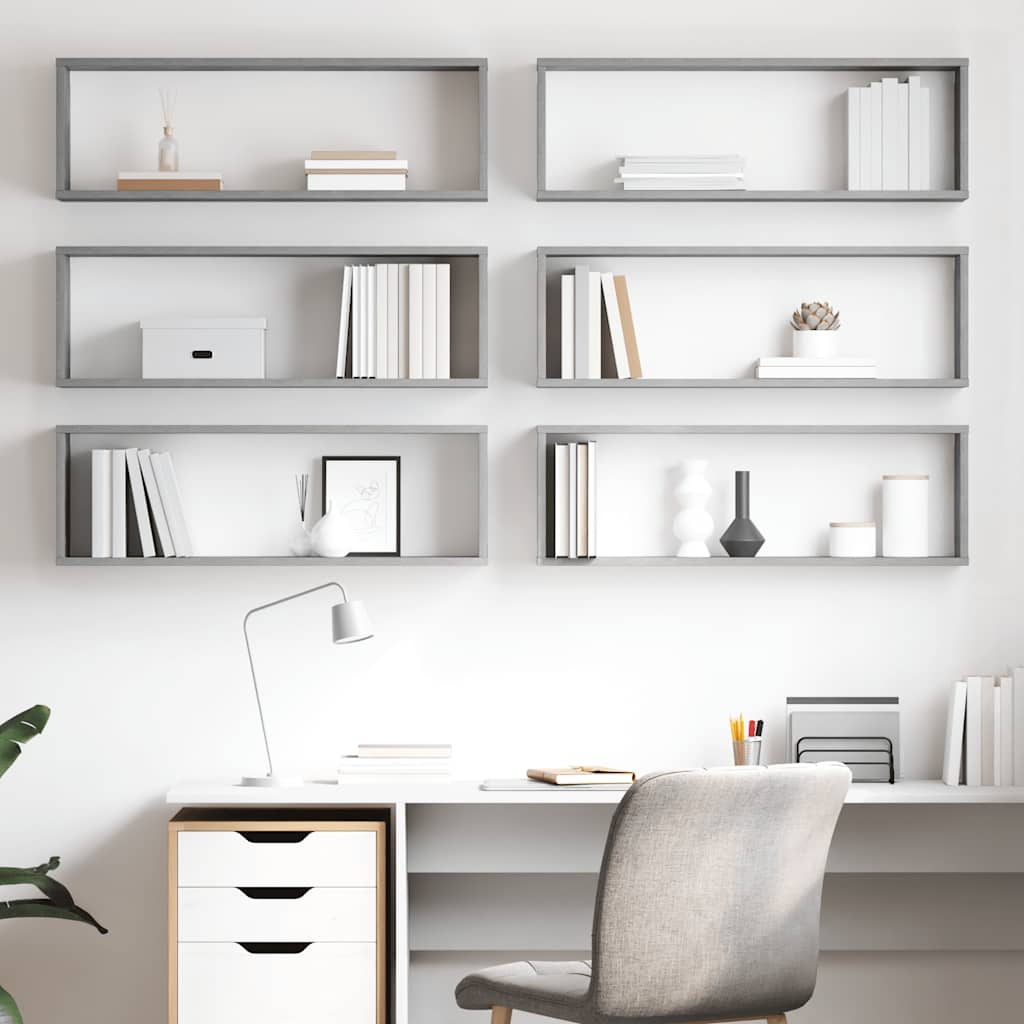 vidaXL Étagères cubes 6 pcs Gris béton 80x15x26,5 cm Bois d'ingénierie
