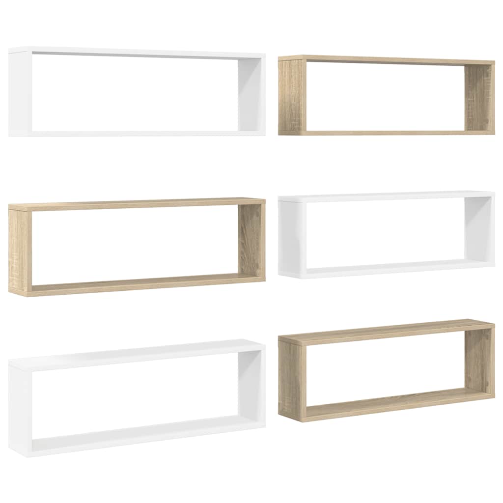 vidaXL Étagères cubes 6 pcs Blanc Chêne Sonoma 80x15x26,5cm Bois d'ingénierie