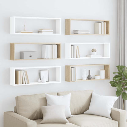 vidaXL Étagères cubes 6 pcs Blanc Chêne Sonoma 80x15x26,5cm Bois d'ingénierie