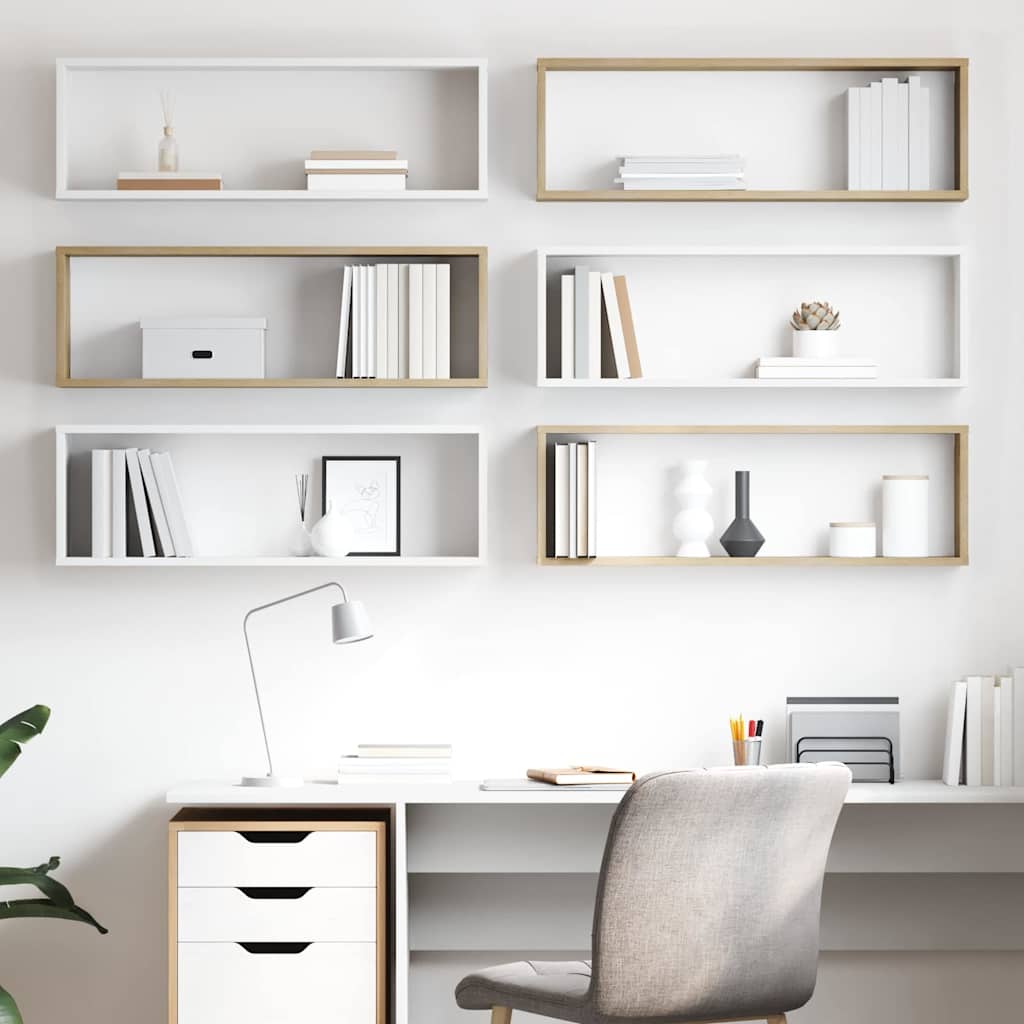 vidaXL Étagères cubes 6 pcs Blanc Chêne Sonoma 80x15x26,5cm Bois d'ingénierie
