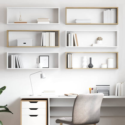 vidaXL Étagères cubes 6 pcs Blanc Chêne Sonoma 80x15x26,5cm Bois d'ingénierie