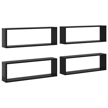 vidaXL Étagères cubes 4 pcs Noir brillant 80x15x26,5cm Bois d'ingénierie