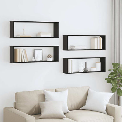 vidaXL Étagères cubes 4 pcs Noir brillant 80x15x26,5cm Bois d'ingénierie