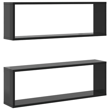 vidaXL Étagères cubes 2 pcs Gris brillant 80x15x26,5 cm Bois d'ingénierie
