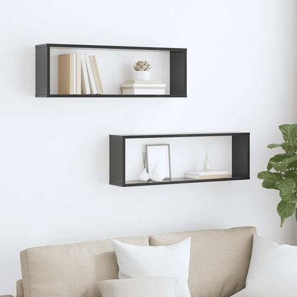 vidaXL Étagères cubes 2 pcs Gris brillant 80x15x26,5 cm Bois d'ingénierie