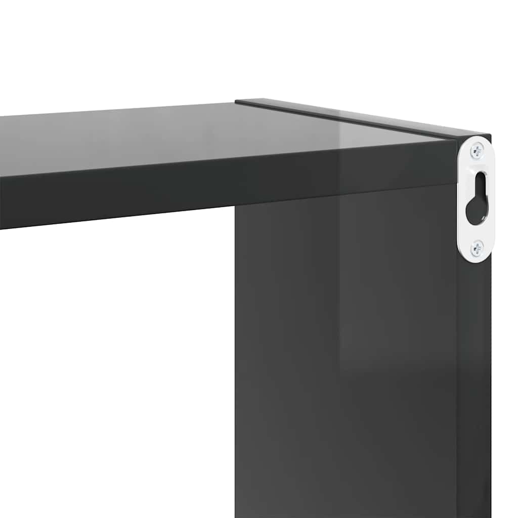 vidaXL Étagères cubes 2 pcs Gris brillant 80x15x26,5 cm Bois d'ingénierie
