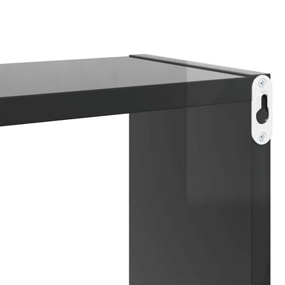 vidaXL Étagères cubes 2 pcs Gris brillant 80x15x26,5 cm Bois d'ingénierie