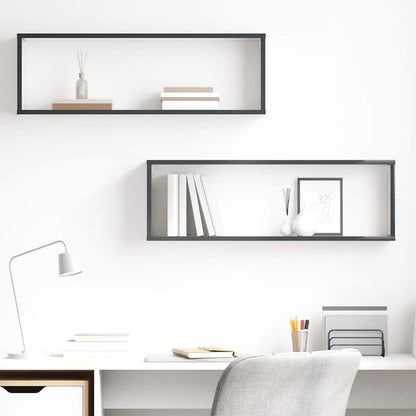 vidaXL Étagères cubes 2 pcs Gris brillant 80x15x26,5 cm Bois d'ingénierie