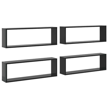 vidaXL Étagères cubes 4 pcs gris brillant 80x15x26,5 cm bois d'ingénierie