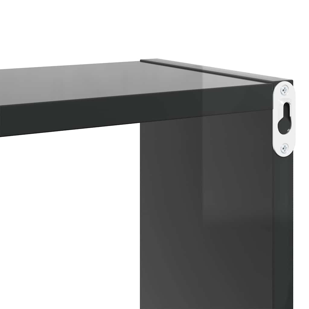 vidaXL Étagères cubes 4 pcs gris brillant 80x15x26,5 cm bois d'ingénierie
