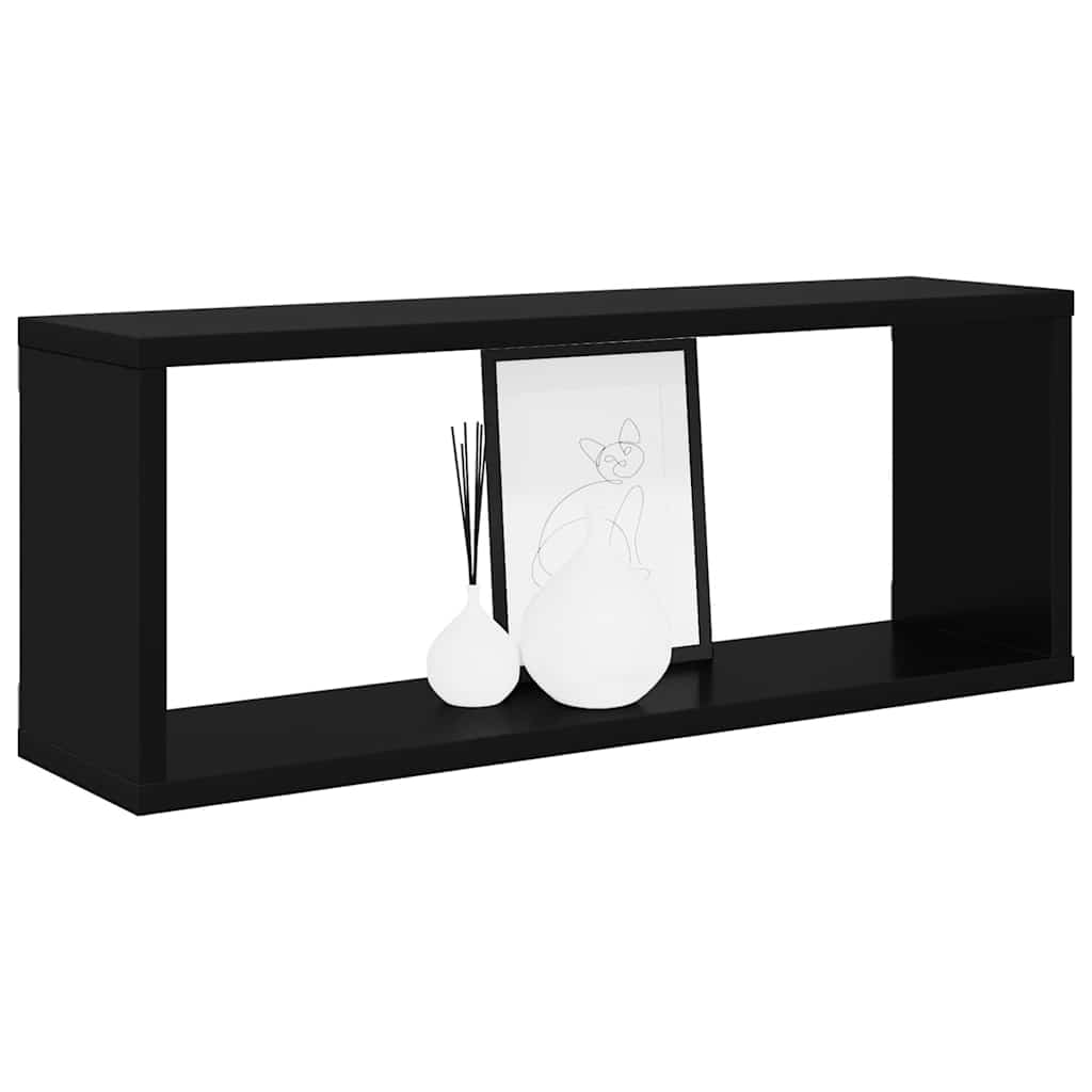 vidaXL Étagères cubes 2 pcs Noir 60x15x23 cm Bois d'ingénierie