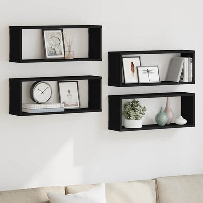 vidaXL Étagères cubes 4 pcs Noir 60x15x23 cm Bois d'ingénierie