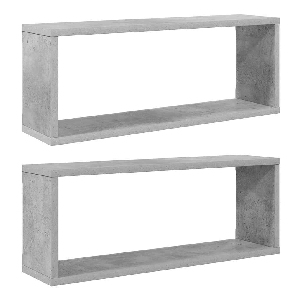 vidaXL Étagères murales cubes 2 pcs Gris béton 60x15x23 cm Bois d'ingénierie
