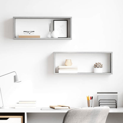 vidaXL Étagères murales cubes 2 pcs Gris béton 60x15x23 cm Bois d'ingénierie