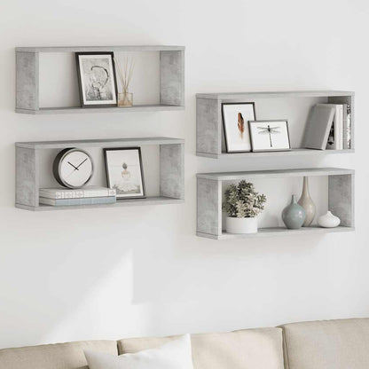 vidaXL Étagères cubes 4 pcs Gris béton 60x15x23 cm Bois d'ingénierie