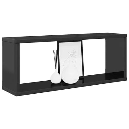 vidaXL Étagères cubes 2 pcs Gris brillant 60x15x23 cm Bois d'ingénierie