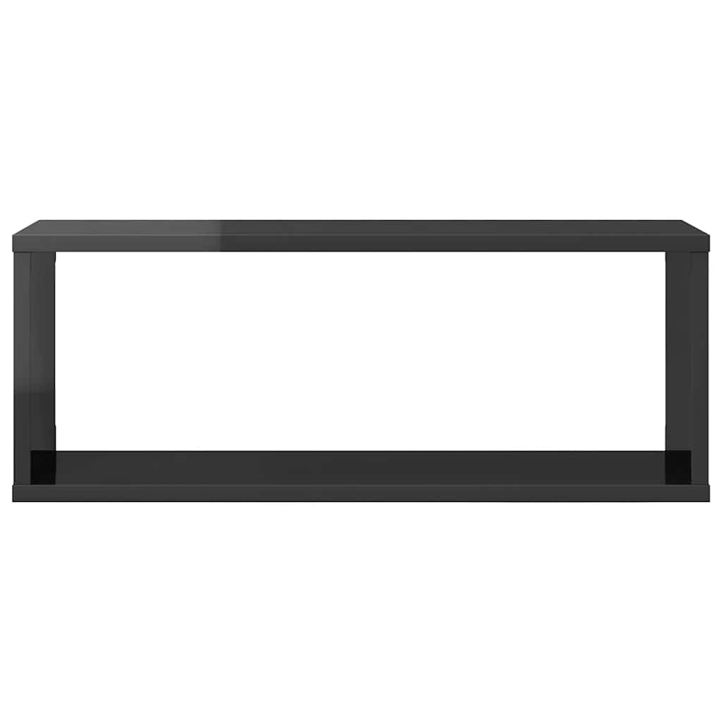 vidaXL Étagères cubes 2 pcs Gris brillant 60x15x23 cm Bois d'ingénierie
