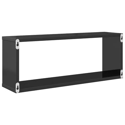 vidaXL Étagères cubes 2 pcs Gris brillant 60x15x23 cm Bois d'ingénierie