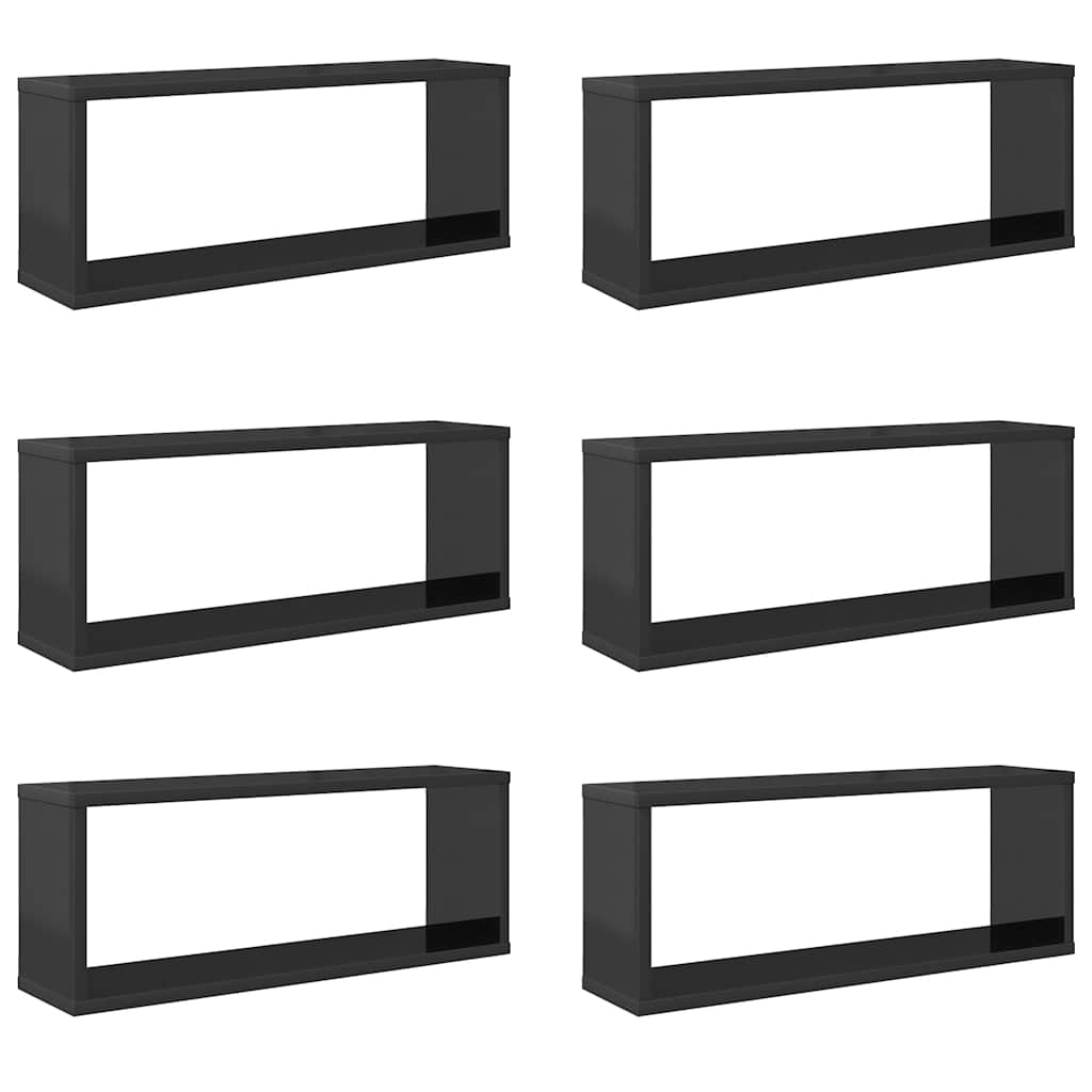 vidaXL Étagères cubes 6 pcs Gris brillant 60x15x23 cm Bois d'ingénierie