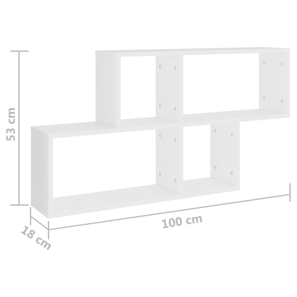 vidaXL Wandregal Weiß 100x18x53 cm Holzwerkstoff