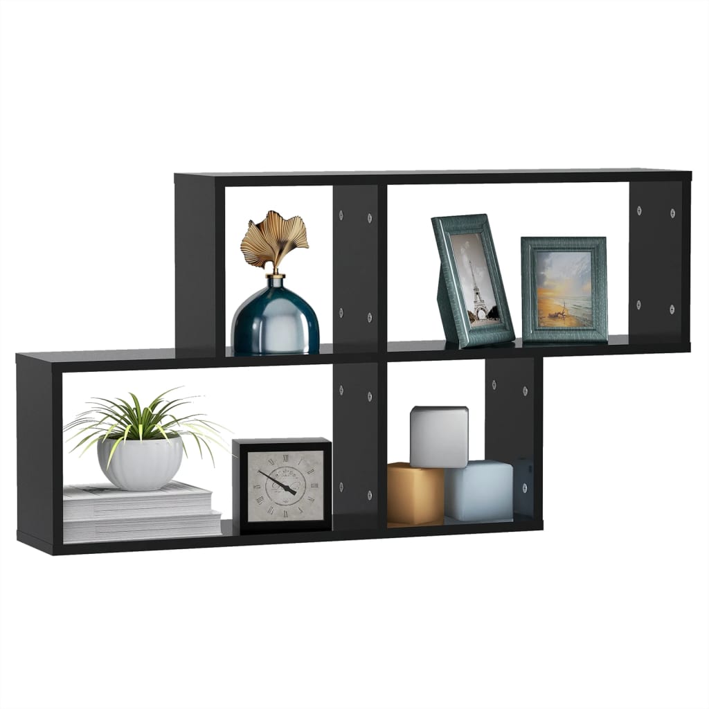 vidaXL Étagère murale noire 100x18x53 cm en bois d'ingénierie